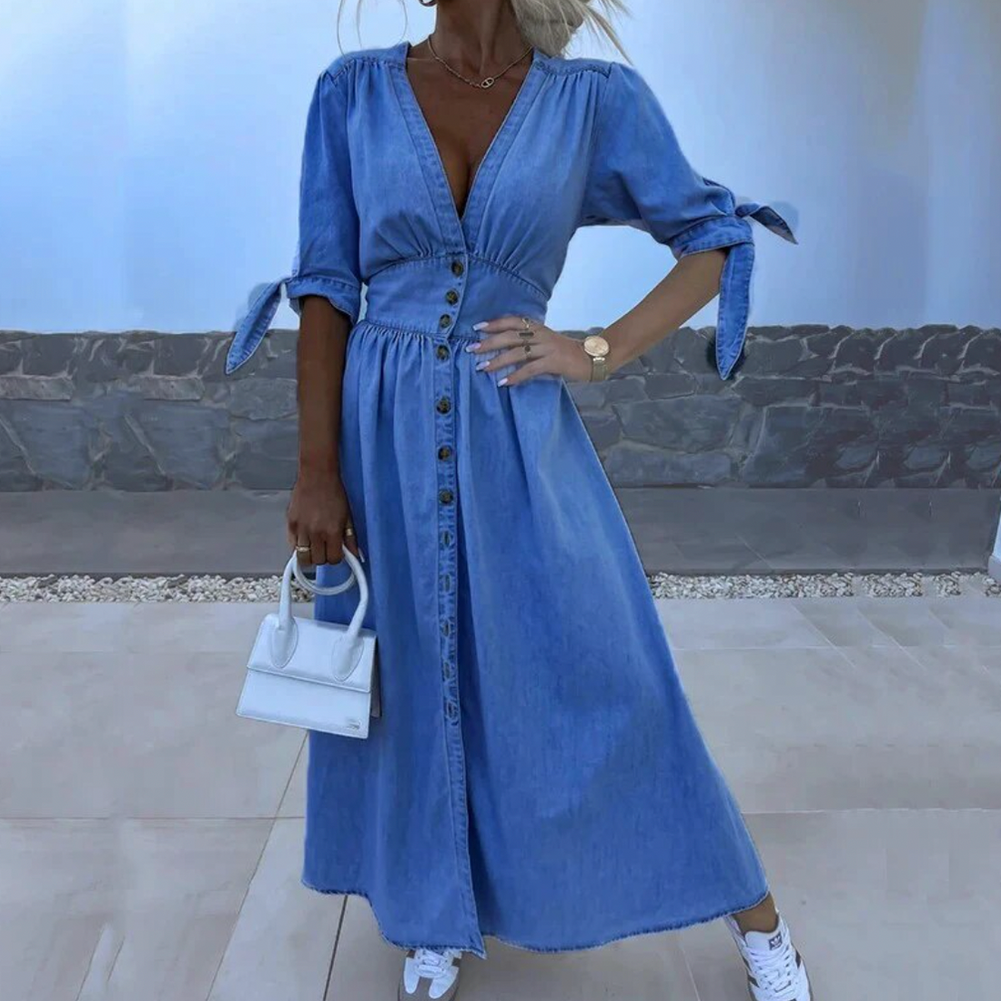 Julia™ | Robe Longue En Denim Stylée
