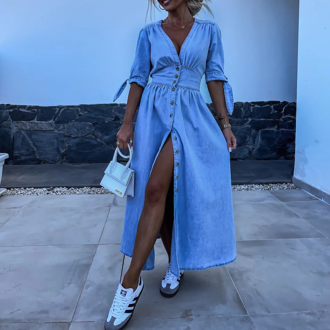Julia™ | Robe Longue En Denim Stylée
