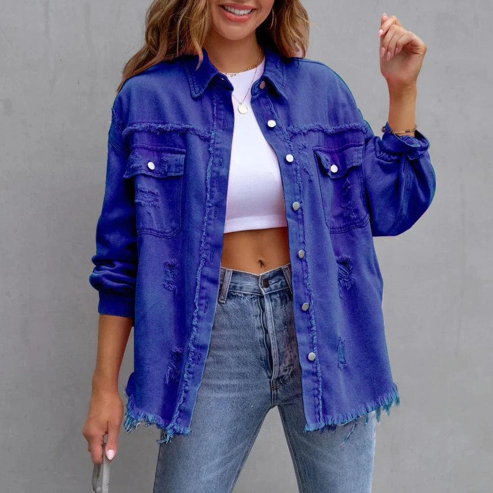 Jenny™ | Veste En Jean Déchirée