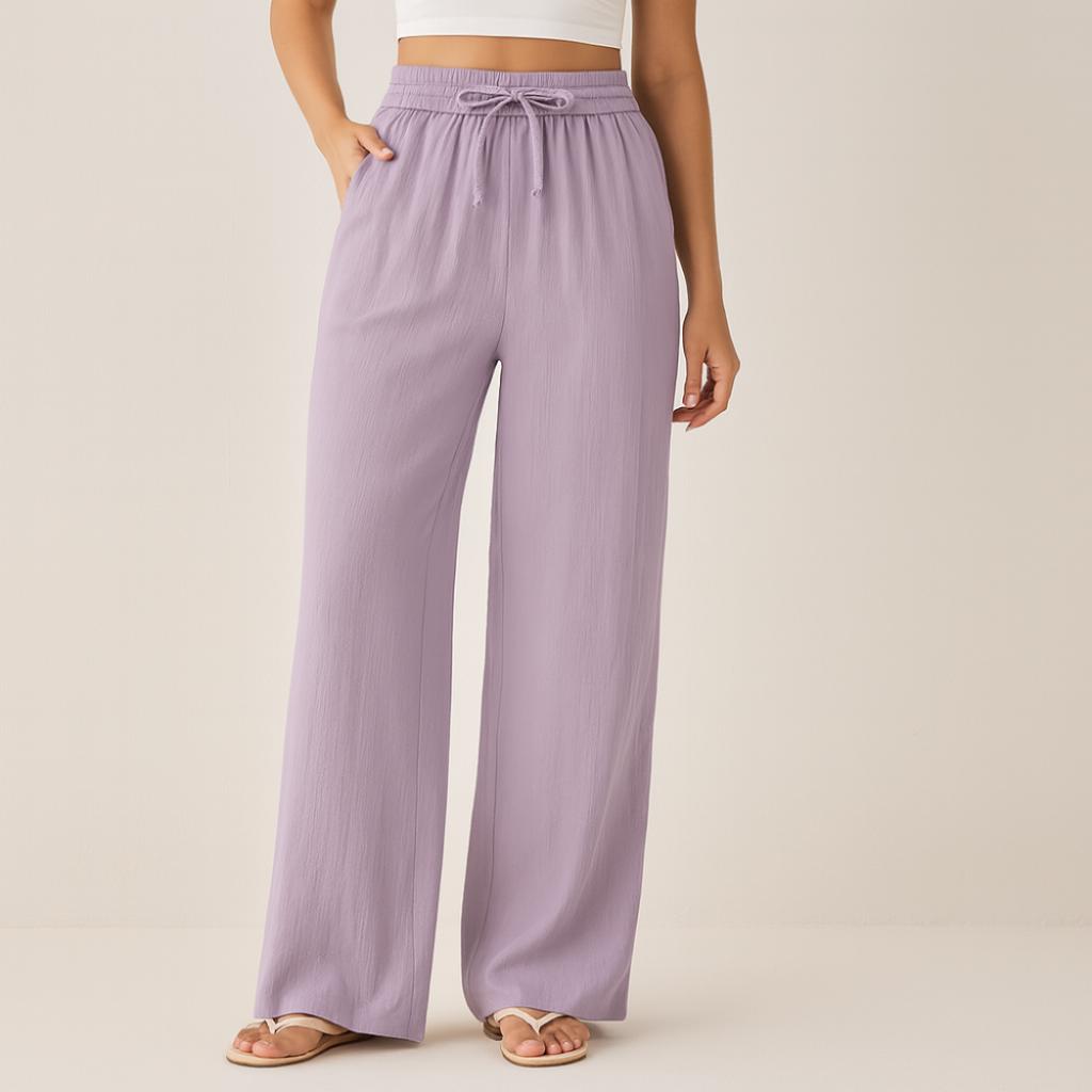 Pantalon Taille Haute Fluide