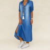 Robe longue effet jean avec fente sur le côté