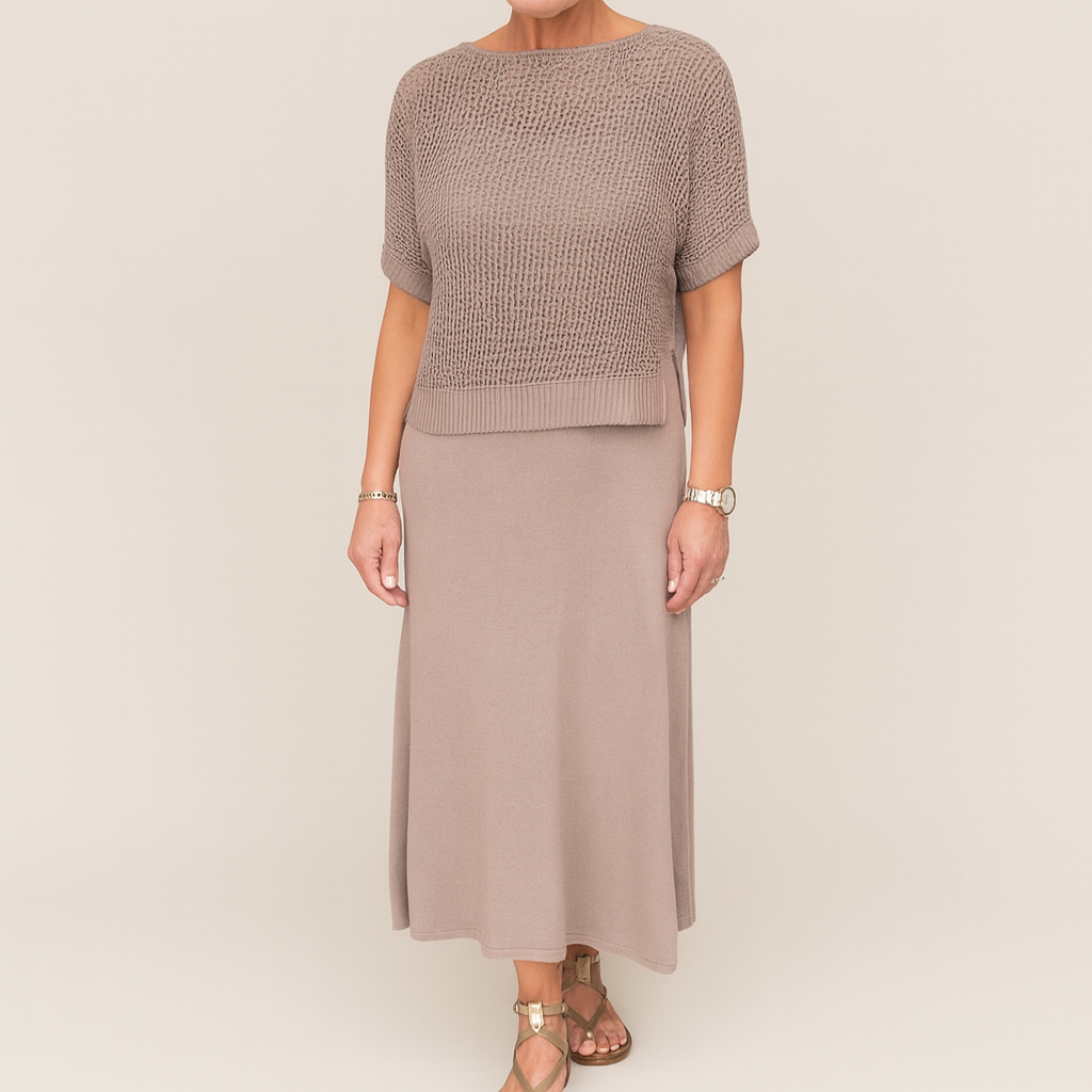 Laurie™ | Ensemble robe midi et haut en maille