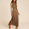 Robe Longue Sans Manches À Encolure Ronde